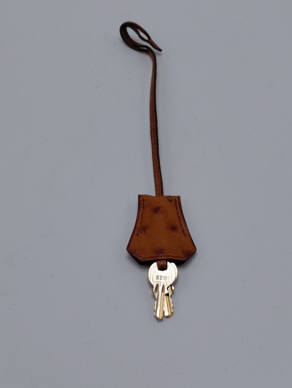 Hermes Cognac Ostrich Leather Clochette & Keys